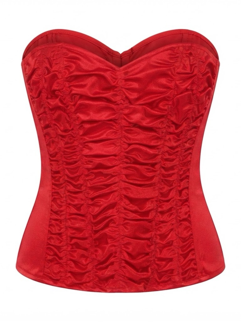 Shirley of Hollywood Red Ruched Strapless Satin Bustier